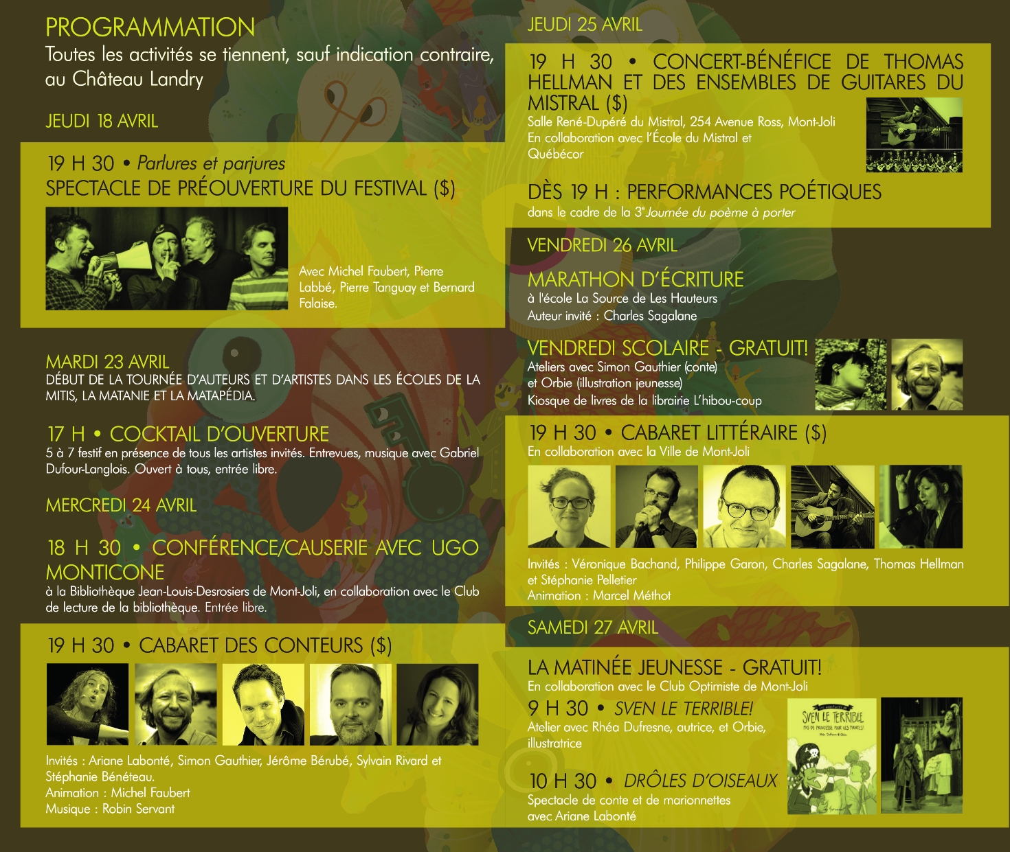 Programmation Festival La crue des mots 2019